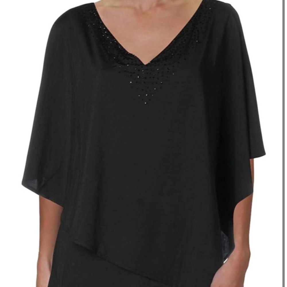 Adrianna Papell Embellished Cape Top